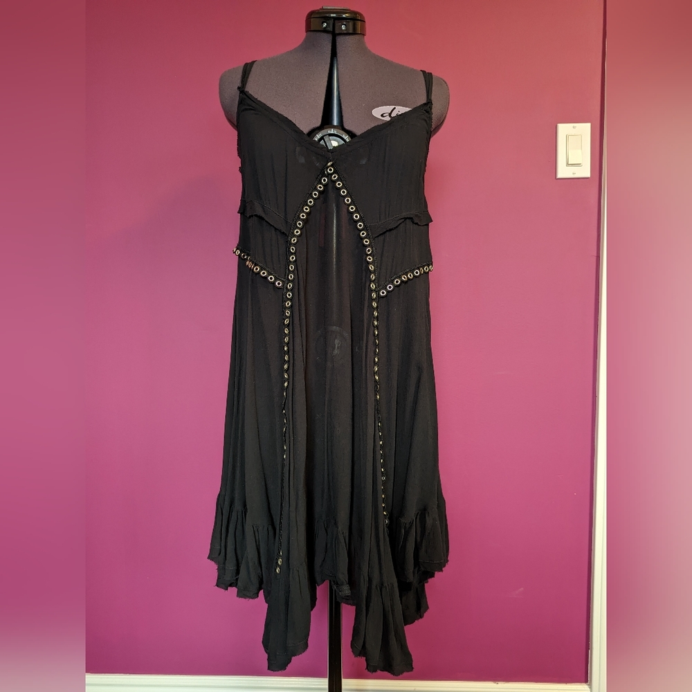 Free People Sway With Me Trapeze Slip Dress Black Small